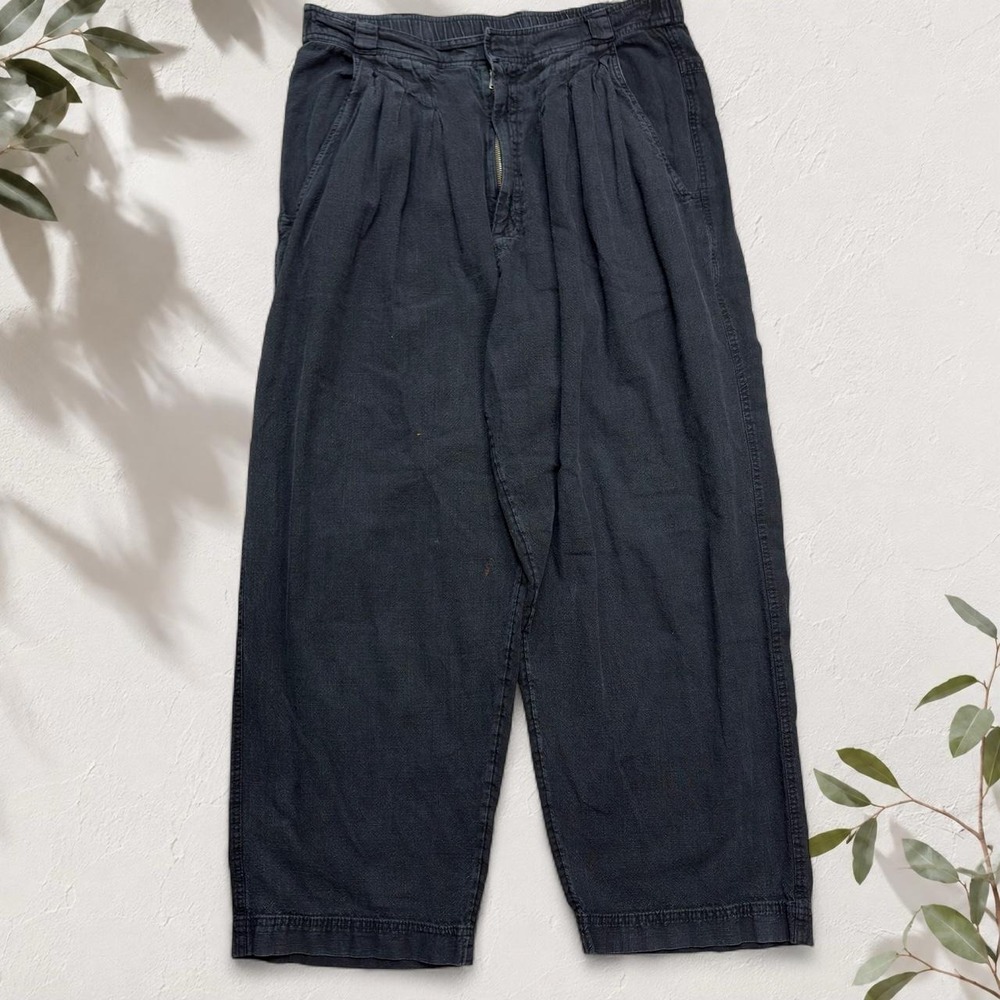 Free People Black Utility Cargo Pants Relaxed Straight Leg Cotton Size 10